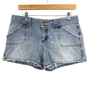 VTG SO Real So Right Denim Shorts Light Wash Raw Hem Y2K Juniors SZ 11 32"